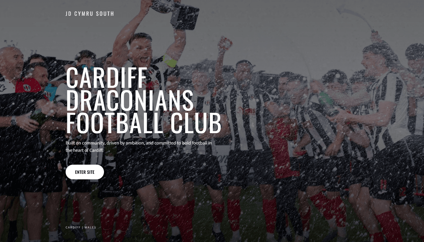 Cardiff Dracs homepage and admin platform preview